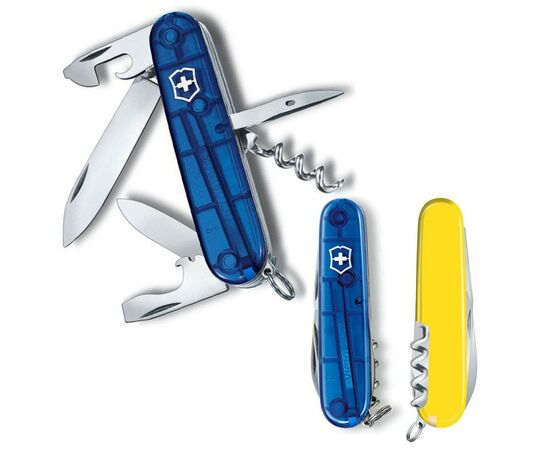 Нож Victorinox Spartan Ukraine 91 мм Синьо-прозорий/Жовтий (1.3603.T2.8)