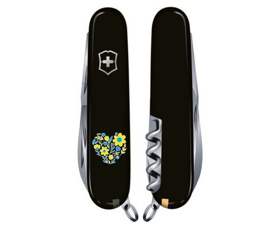 Нож Victorinox Spartan Ukraine 91 мм Чорний Квіткове серце (1.3603.3_T1246u), изображение 2