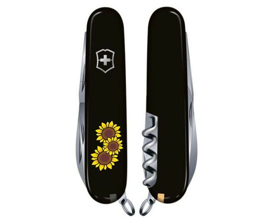 Нож Victorinox Spartan Ukraine 91 мм Чорний Соняшники (1.3603.3_T1340u), изображение 2 Нож Victorinox Spartan Ukraine 91 мм Чорний Соняшники (1.3603.3_T1340u), изображение 2