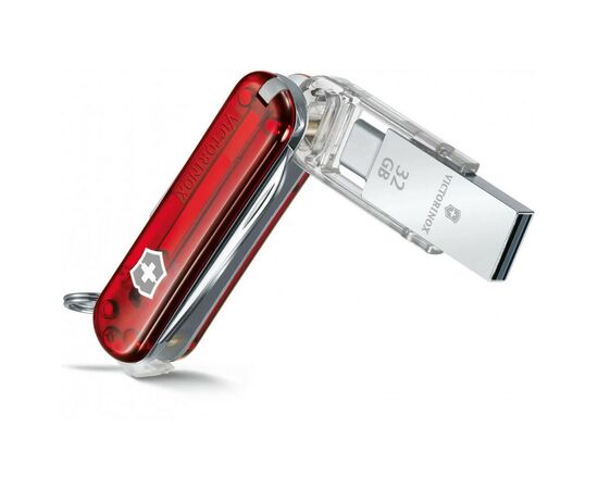Нож Victorinox VictorinoxWor 58 мм Прозорий червоний USB 3.0/3.1 32 Gb (4.6235.TG32B1), изображение 2