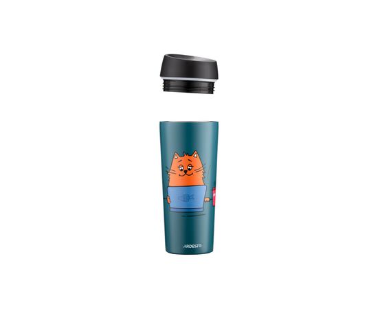 Термочашка Ardesto Coffee Тime Red Cat 450 мл Синя (AR2645CG), изображение 7 Термочашка Ardesto Coffee Тime Red Cat 450 мл Синя (AR2645CG), изображение 7