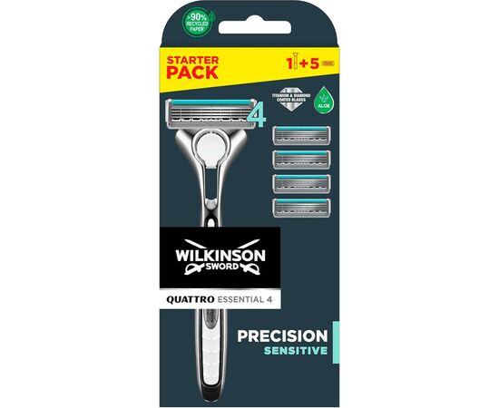 Бритва Wilkinson Sword Quattro Sensitive + 4 змінні картриджі (4027800299805)