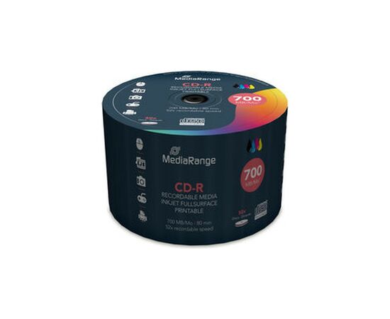 Диск CD Mediarange CD-R 700MB 80min 52x speed, inkjet fullsurface printable, Cake 50 (MR208), изображение 2 Диск CD Mediarange CD-R 700MB 80min 52x speed, inkjet fullsurface printable, Cake 50 (MR208), изображение 2