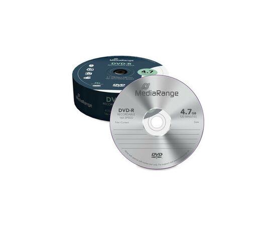 Диск DVD Mediarange DVD-R 4.7GB 120min 16x speed, Cake 25 (MR403)