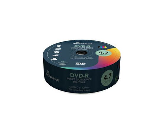 Диск DVD Mediarange DVD-R 4.7GB 120min 16x speed, inkjet fullsurface printable, Cake 25 (MR407), изображение 2 Диск DVD Mediarange DVD-R 4.7GB 120min 16x speed, inkjet fullsurface printable, Cake 25 (MR407), изображение 2
