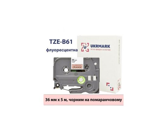 Лента для принтера этикеток UKRMARK B-Fc-TB61P-BK/OR, аналог TZeB61, флуорисцентна, 36мм х 8м, black on orange (CTZB61)