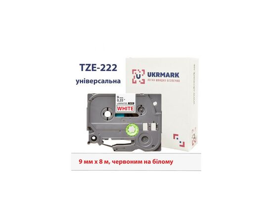 Лента для принтера этикеток UKRMARK B-T222P, ламинированная, 9мм х 8м, red on white, аналог TZe222 (CBTZ222)