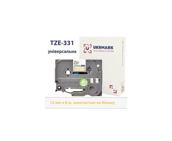 Лента для принтера этикеток UKRMARK B-T331P, ламинированная, 12мм х 8м, gold on white, аналог TZe331 (00783)