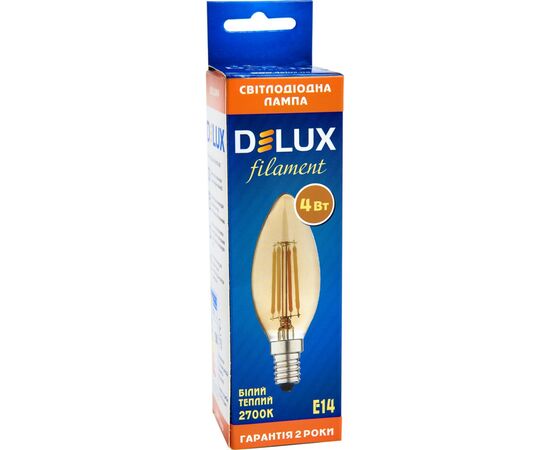 Лампочка Delux BL37B 4 Вт 2700K amber 220В E14 filament (90011682), изображение 4 Лампочка Delux BL37B 4 Вт 2700K amber 220В E14 filament (90011682), изображение 4