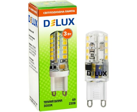 Лампочка Delux G9E 3Вт 3000K 220В (90013165), изображение 3 Лампочка Delux G9E 3Вт 3000K 220В (90013165), изображение 3