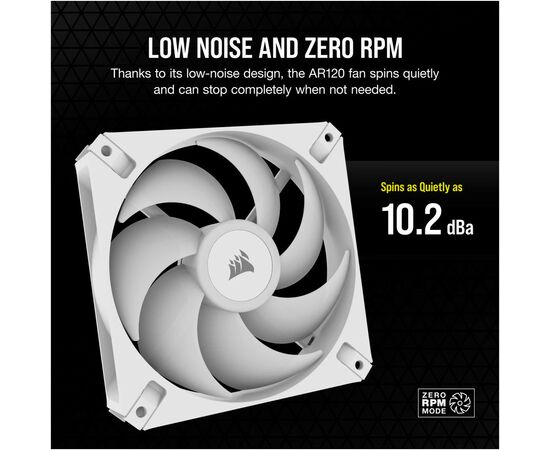 Кулер для корпуса Corsair iCUE AR120 Digital RGB 120mm PWM Fan - White (CO-9050168-WW), изображение 10 Кулер для корпуса Corsair iCUE AR120 Digital RGB 120mm PWM Fan - White (CO-9050168-WW), изображение 10