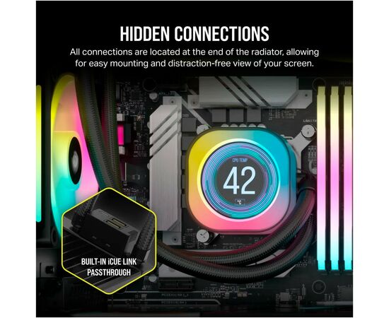 Система водяного охлаждения Corsair iCUE Link H100i LCD RGB (CW-9061007-WW), изображение 10 Система водяного охлаждения Corsair iCUE Link H100i LCD RGB (CW-9061007-WW), изображение 10