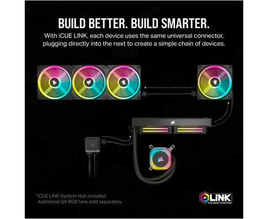 Система водяного охлаждения Corsair iCUE Link H100i RGB (CW-9061005-WW), изображение 11 Система водяного охлаждения Corsair iCUE Link H100i RGB (CW-9061005-WW), изображение 11