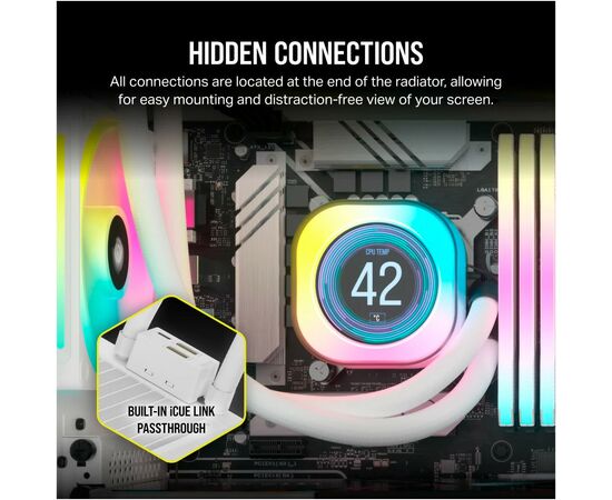 Система водяного охлаждения Corsair iCUE Link H150i LCD RGB (CW-9061010-WW), изображение 10 Система водяного охлаждения Corsair iCUE Link H150i LCD RGB (CW-9061010-WW), изображение 10