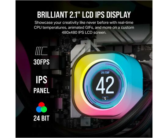 Система водяного охлаждения Corsair iCUE Link H170i LCD RGB (CW-9061009-WW), изображение 7 Система водяного охлаждения Corsair iCUE Link H170i LCD RGB (CW-9061009-WW), изображение 7