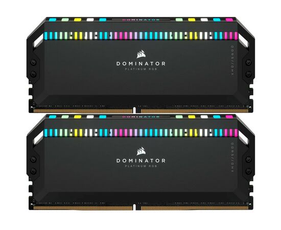 Модуль памяти для компьютера DDR5 32GB (2x16GB) 6000 MHz Dominator Platinum RGB Black Corsair (CMT32GX5M2E6000C36)