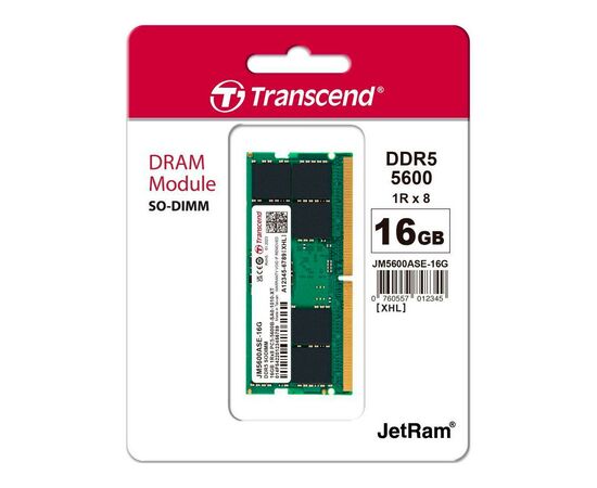 Модуль памяти для ноутбука SoDIMM DDR5 16GB 5600 MHz JetRam Transcend (JM5600ASE-16G), изображение 2 Модуль памяти для ноутбука SoDIMM DDR5 16GB 5600 MHz JetRam Transcend (JM5600ASE-16G), изображение 2