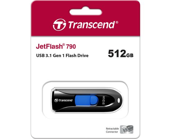 USB флеш накопитель Transcend 512GB JetFlash 790 Black USB 3.1 (TS512GJF790K), изображение 4 USB флеш накопитель Transcend 512GB JetFlash 790 Black USB 3.1 (TS512GJF790K), изображение 4