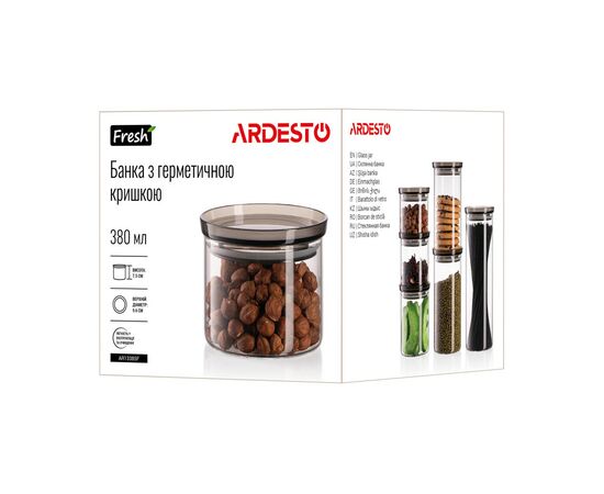 Емкость для сыпучих продуктов Ardesto Fresh стекло, пластик 380 мл (AR1338SF), изображение 9