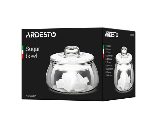 Сахарница Ardesto 500 мл Glass (AR2602SP), изображение 3 Сахарница Ardesto 500 мл Glass (AR2602SP), изображение 3