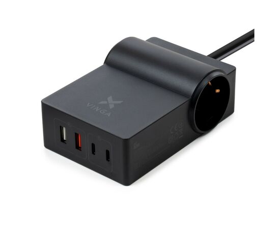 Зарядное устройство Vinga 65W PD/QC 2xUSB-C+2xUSB-A+2xSchukoF 1.5m CEE7/7 (VCHG2OAC65), изображение 6 Зарядное устройство Vinga 65W PD/QC 2xUSB-C+2xUSB-A+2xSchukoF 1.5m CEE7/7 (VCHG2OAC65), изображение 6