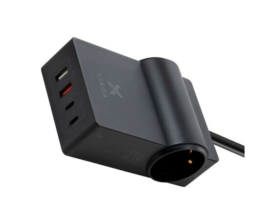 Зарядное устройство Vinga 65W PD/QC 2xUSB-C+2xUSB-A+2xSchukoF 1.5m CEE7/7 (VCHG2OAC65), изображение 7 Зарядное устройство Vinga 65W PD/QC 2xUSB-C+2xUSB-A+2xSchukoF 1.5m CEE7/7 (VCHG2OAC65), изображение 7