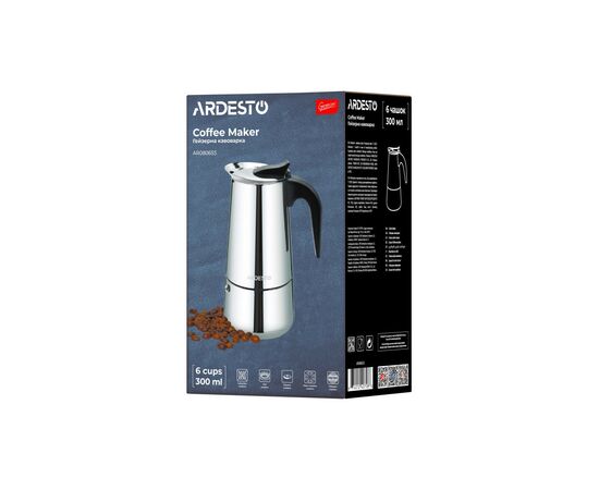 Гейзерная кофеварка Ardesto Gemini Apulia 6 чашок (AR0806SS), изображение 10 Гейзерная кофеварка Ardesto Gemini Apulia 6 чашок (AR0806SS), изображение 10