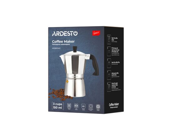Гейзерная кофеварка Ardesto Gemini Cremona 3 чашки (AR0803AG), изображение 10 Гейзерная кофеварка Ardesto Gemini Cremona 3 чашки (AR0803AG), изображение 10