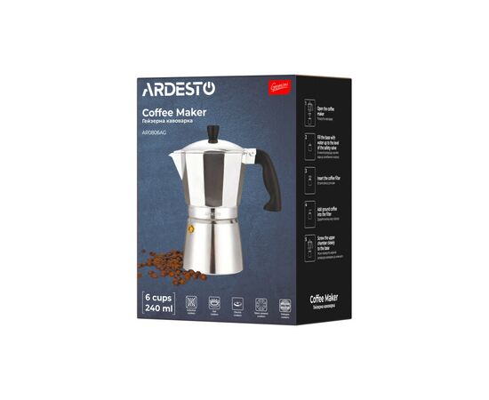 Гейзерная кофеварка Ardesto Gemini Cremona 6 чашок (AR0806AG), изображение 10 Гейзерная кофеварка Ardesto Gemini Cremona 6 чашок (AR0806AG), изображение 10