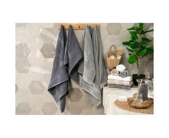 Рушник Ardesto набір махрових Lotus 2 шт 50х90 см індіго, 70х140см, 100% бавовна, графіт (ART2357MC), зображення 3 Рушник Ardesto набір махрових Lotus 2 шт 50х90 см індіго, 70х140см, 100% бавовна, графіт (ART2357MC), зображення 3