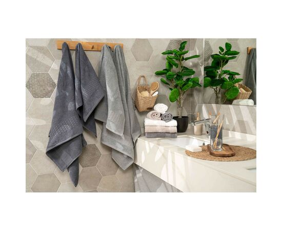 Рушник Ardesto набір махрових Lotus 2 шт 50х90 см індіго, 70х140см, 100% бавовна, графіт (ART2357MC), зображення 4 Рушник Ardesto набір махрових Lotus 2 шт 50х90 см індіго, 70х140см, 100% бавовна, графіт (ART2357MC), зображення 4