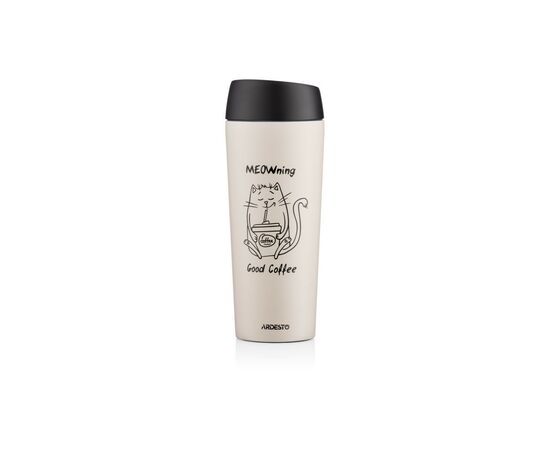 Термочашка Ardesto Coffee Тime Meowning 450 мл Бежева (AR2645WC), изображение 5 Термочашка Ardesto Coffee Тime Meowning 450 мл Бежева (AR2645WC), изображение 5