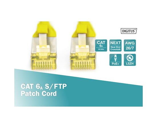 Патч-корд 1м, CAT 6a S-FTP, AWG 26/7, Cu, LSZH, yellow Digitus (DK-1644-A-010/Y), зображення 5 Патч-корд 1м, CAT 6a S-FTP, AWG 26/7, Cu, LSZH, yellow Digitus (DK-1644-A-010/Y), зображення 5