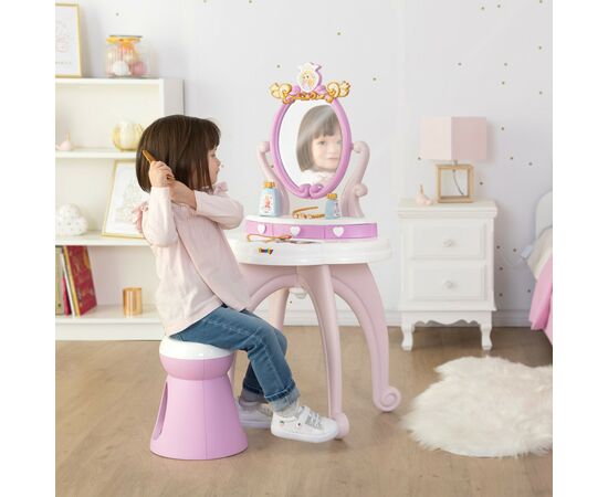 Игровой набор Smoby Столик с зеркалом Дисней Принцессы Парикмахерская 2 в 1 со стульчиком и аксессуарами (320250), изображение 8