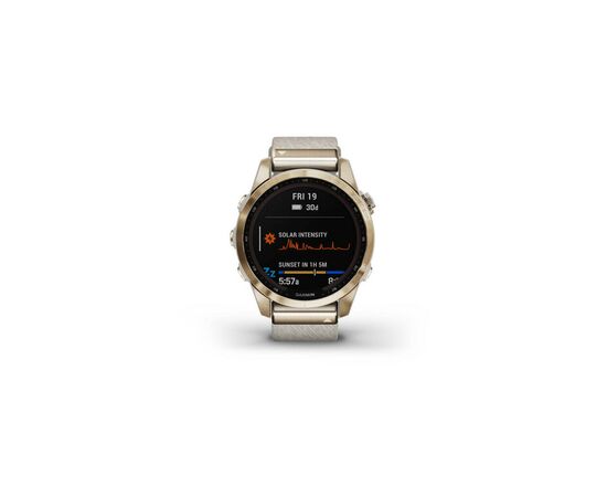 Смарт-часы Garmin fenix 7S,Sapph Sol, Cream Gold Ti w/Cream Nylon, GPS (010-02539-39), изображение 2 Смарт-часы Garmin fenix 7S,Sapph Sol, Cream Gold Ti w/Cream Nylon, GPS (010-02539-39), изображение 2
