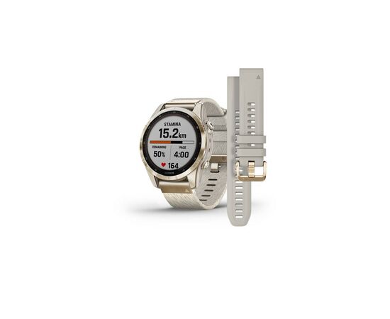 Смарт-годинник Garmin fenix 7S,Sapph Sol, Cream Gold Ti w/Cream Nylon, GPS (010-02539-39)