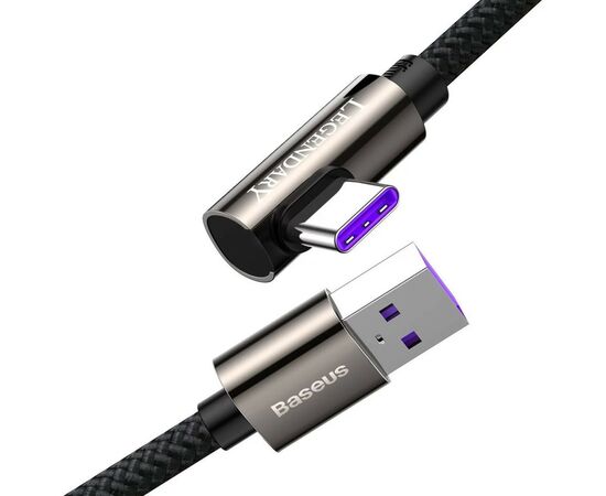 Дата кабель USB 3.1 AM to Type-C 1.0m CATCS 66W 90 Legend Series Elbow Black Baseus (CATCS-B01), зображення 2 Дата кабель USB 3.1 AM to Type-C 1.0m CATCS 66W 90 Legend Series Elbow Black Baseus (CATCS-B01), зображення 2