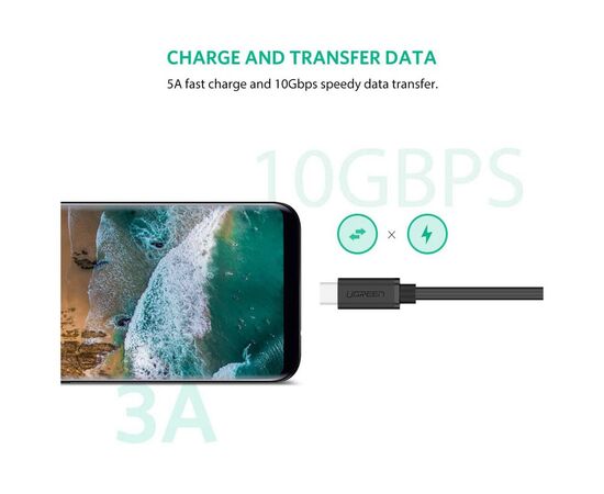 Дата кабель USB 3.1Gen2 Type-C to Type-C 1.0m 100W US353 Black Ugreen (10387), изображение 6 Дата кабель USB 3.1Gen2 Type-C to Type-C 1.0m 100W US353 Black Ugreen (10387), изображение 6