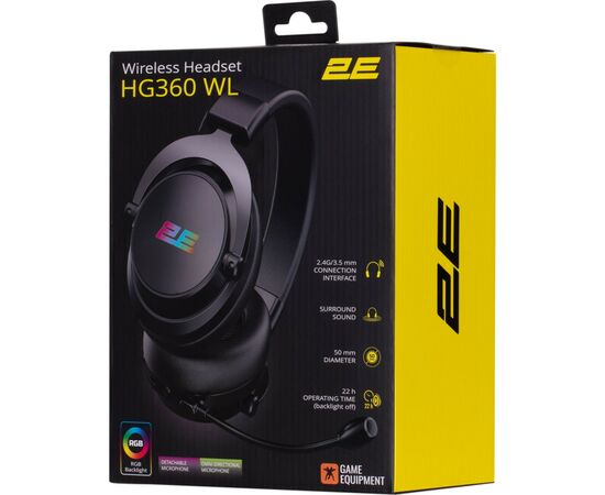 Наушники 2E Gaming HG360 RGB Wireless 7.1 Black (2E-HG360BK-WL), изображение 9 Наушники 2E Gaming HG360 RGB Wireless 7.1 Black (2E-HG360BK-WL), изображение 9