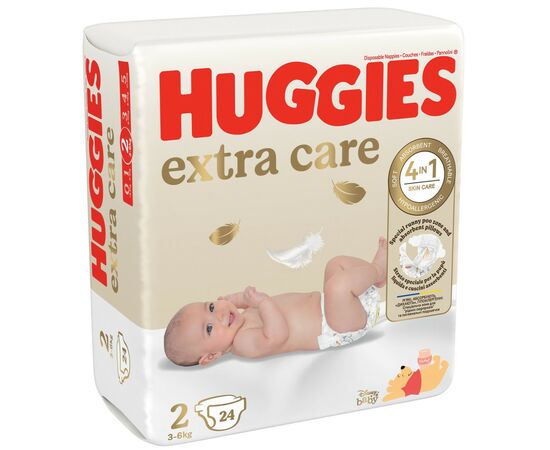 Подгузники Huggies Extra Care Size Размер 2 (3-6 кг) 24 шт (5029053550275), изображение 2 Подгузники Huggies Extra Care Size Размер 2 (3-6 кг) 24 шт (5029053550275), изображение 2