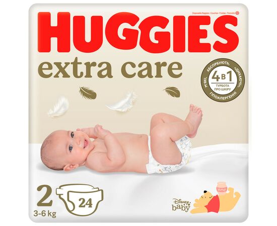 Підгузки Huggies Extra Care Size Розмір 2 (3-6 кг) 24 шт (5029053550275)