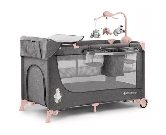 Кроватка Kinderkraft манеж с пеленатором Joy Pink (5902533911264)