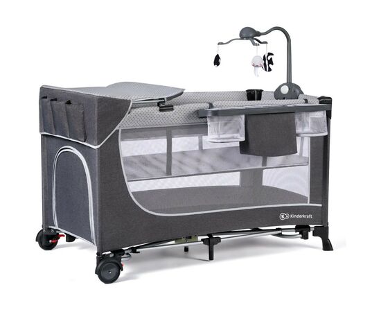 Детский манеж Kinderkraft кровать Leody с пеленатором Grey (5902533917952), изображение 3 Детский манеж Kinderkraft кровать Leody с пеленатором Grey (5902533917952), изображение 3