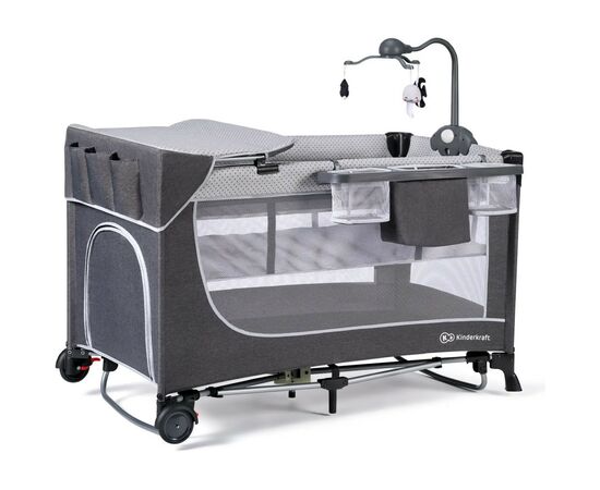 Детский манеж Kinderkraft кровать Leody с пеленатором Grey (5902533917952), изображение 4 Детский манеж Kinderkraft кровать Leody с пеленатором Grey (5902533917952), изображение 4