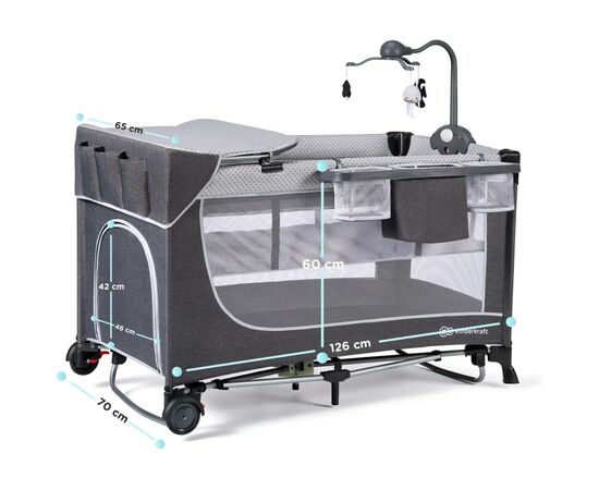 Детский манеж Kinderkraft кровать Leody с пеленатором Grey (5902533917952), изображение 9 Детский манеж Kinderkraft кровать Leody с пеленатором Grey (5902533917952), изображение 9