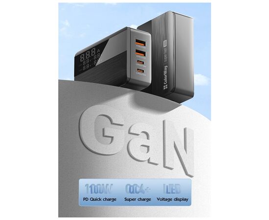 Зарядное устройство ColorWay Power Delivery GaN (2USB-A + 2USB TYPE-C) (100W) black (CW-CHS041PD-BK), изображение 10 Зарядное устройство ColorWay Power Delivery GaN (2USB-A + 2USB TYPE-C) (100W) black (CW-CHS041PD-BK), изображение 10