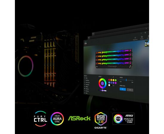 Модуль памяти для компьютера DDR4 16GB 3600 MHz Fury Renegade RGB Kingston Fury (ex.HyperX) (KF436C16RB1A/16), изображение 5 Модуль памяти для компьютера DDR4 16GB 3600 MHz Fury Renegade RGB Kingston Fury (ex.HyperX) (KF436C16RB1A/16), изображение 5