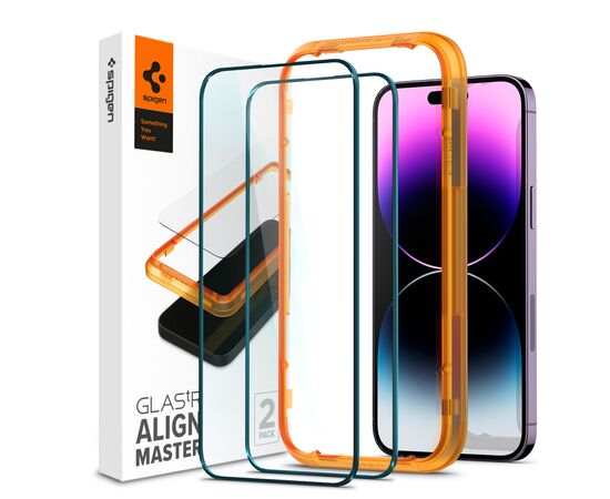 Стекло защитное Spigen Apple Iphone 14 Pro Max Glas tR Align Master FC (2 Pack), Blac (AGL05204)