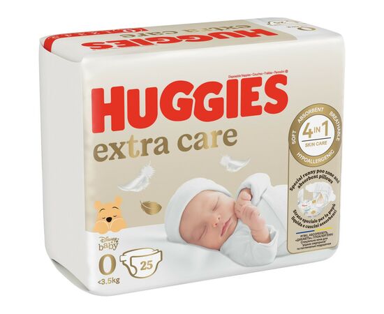Подгузники Huggies Extra Care 0 (< 3,5 кг) 25шт (5029053548647), изображение 2 Подгузники Huggies Extra Care 0 (< 3,5 кг) 25шт (5029053548647), изображение 2