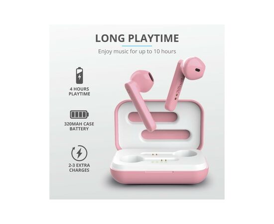 Наушники Trust Primo Touch True Wireless Mic Pink (23782), изображение 12 Наушники Trust Primo Touch True Wireless Mic Pink (23782), изображение 12